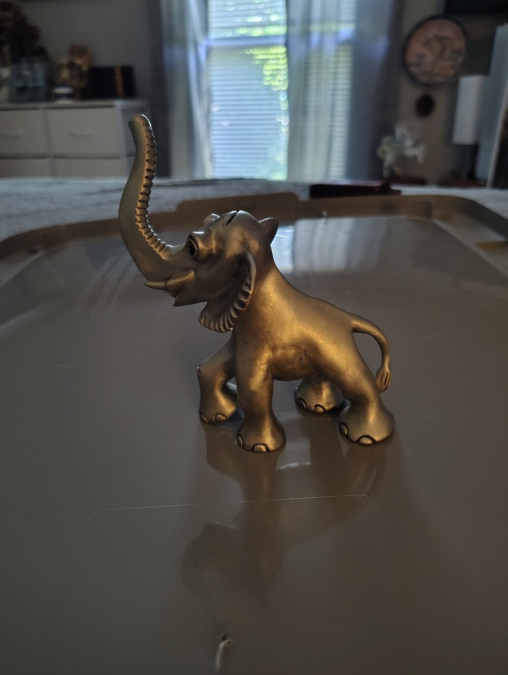 Stepper Pewter Elephant Signed By Artist Collectible